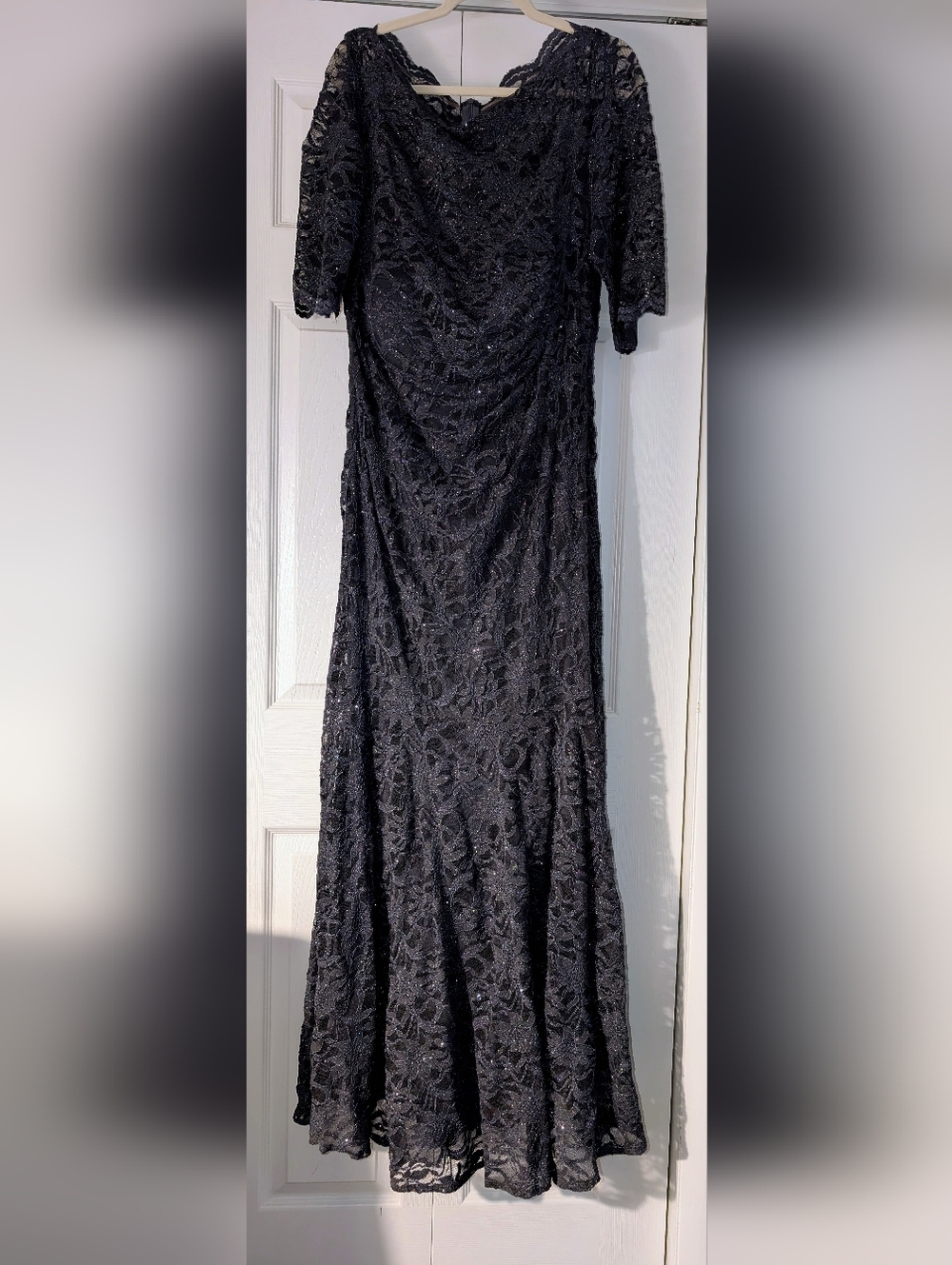 Night Way Collections Black Lace Sequin Maxi Skirt